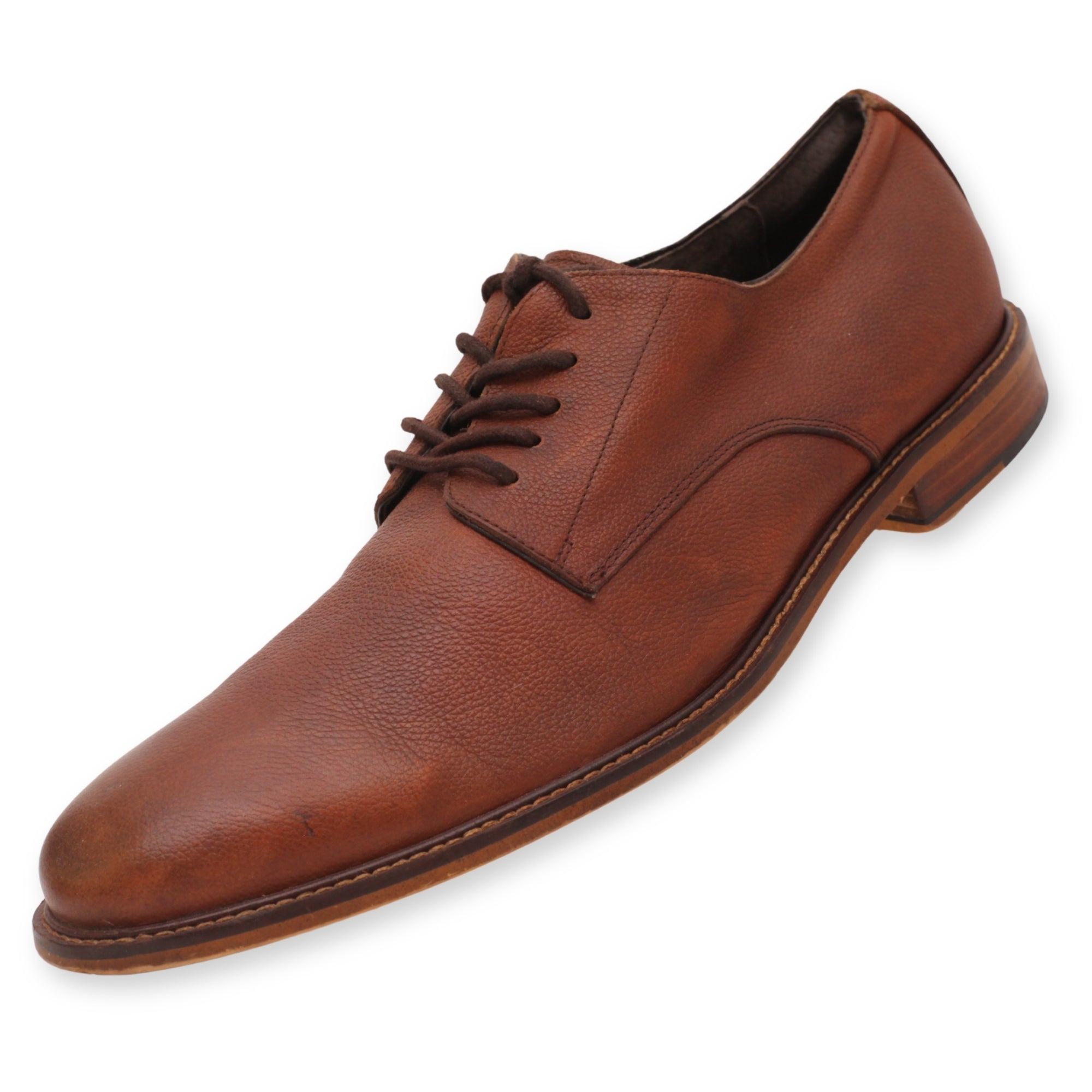aston grey brown dress shoes ASTON GREY 'FLETCHER'-Brown Leather, Mens Wing.Tip Oxford Dress Shoes-(10)
