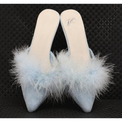 Pujingxy Furry Pointed Low Heels