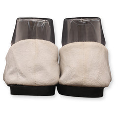 Suede-textured pointed-toe ballet flats