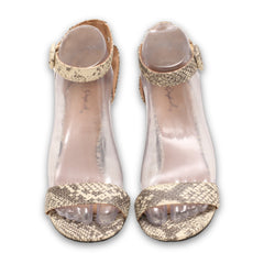 Qupid Snake Print Block Heels