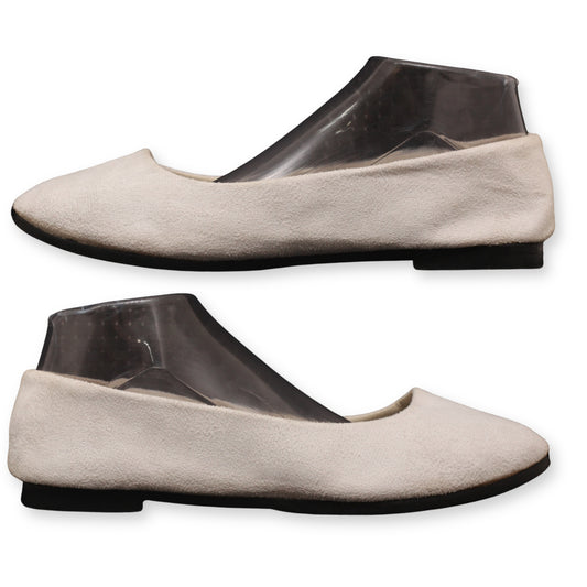 Suede-textured pointed-toe ballet flats