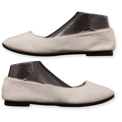 Suede-textured pointed-toe ballet flats