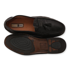 French Shriner leather tassel loafers