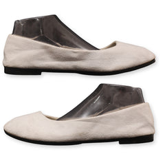 Suede-textured pointed-toe ballet flats