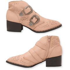 Qupid Women's Buckle Strap Boots