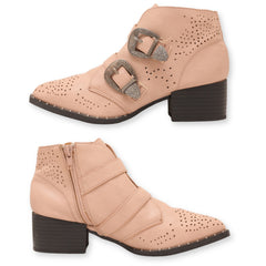 Qupid Women's Buckle Strap Boots