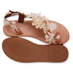 Embossed Flowers Women's Flat Sandal