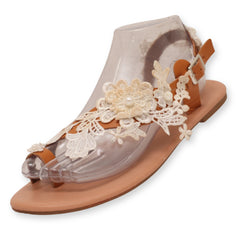 Embossed Flowers Women's Flat Sandal