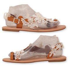 Embossed Flowers Women's Flat Sandal