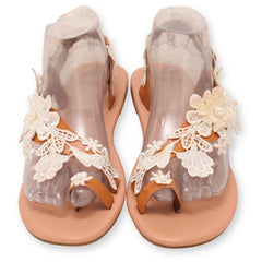 Embossed Flowers Women's Flat Sandal