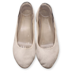 Suede-textured pointed-toe ballet flats