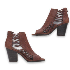 Viva Open Peep Toe Cutout Block Heel Bootie
