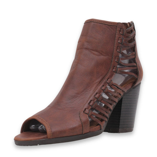 Viva Open Peep Toe Cutout Block Heel Bootie