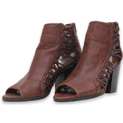 Viva Open Peep Toe Cutout Block Heel Bootie