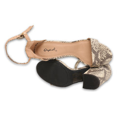 Qupid Snake Print Block Heels