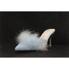 Pujingxy Furry Pointed Low Heels