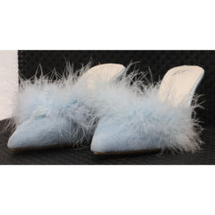 Pujingxy Furry Pointed Low Heels