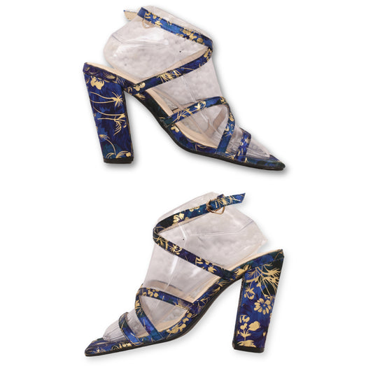 Matelic Printed Festive Comfort Block Heels