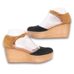 Ankle Straps Wooden Wedges By "1937 Foot Wear"