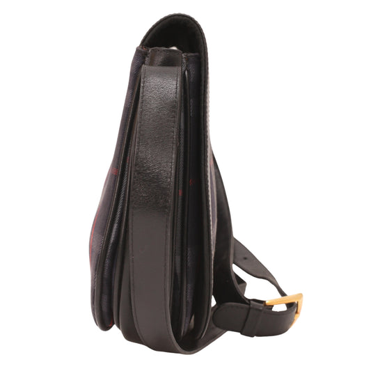 Burberry Blue Plaid Canvas Shoulder Bag