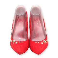 red studded pointed toe high heels