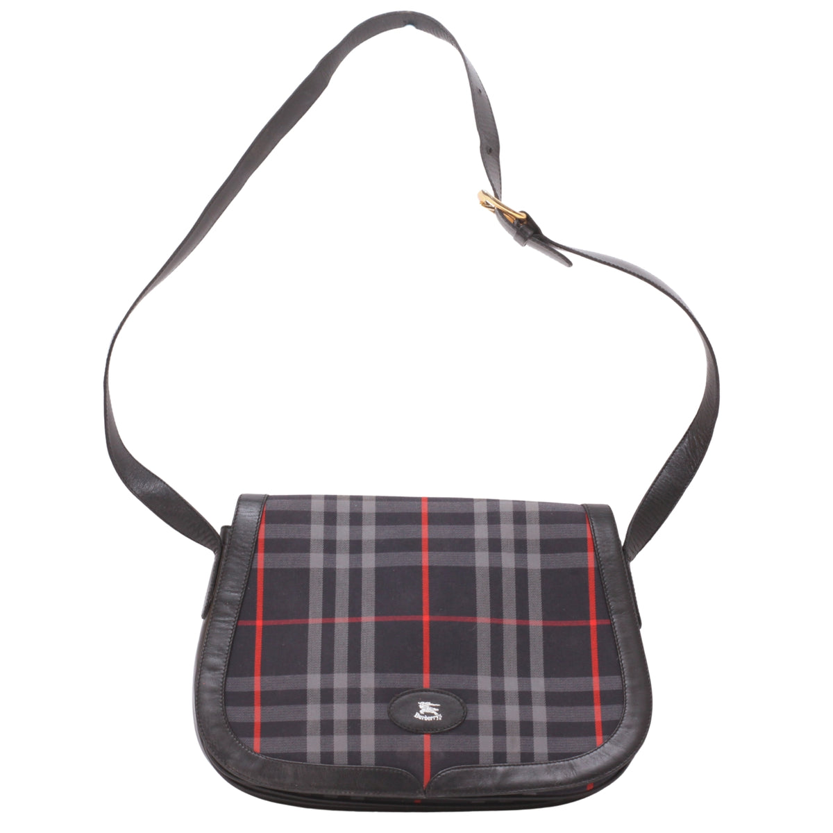 Burberry Blue Plaid Canvas Shoulder Bag