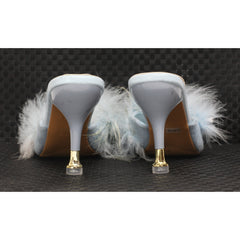 Pujingxy Furry Pointed Low Heels