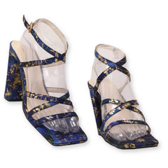 Matelic Printed Festive Comfort Block Heels