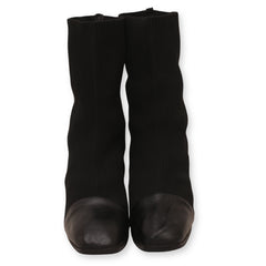 Square Toe Knitted Sock Ankle Boots