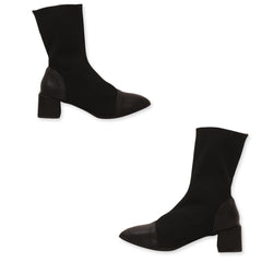 Square Toe Knitted Sock Ankle Boots