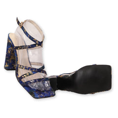 Matelic Printed Festive Comfort Block Heels